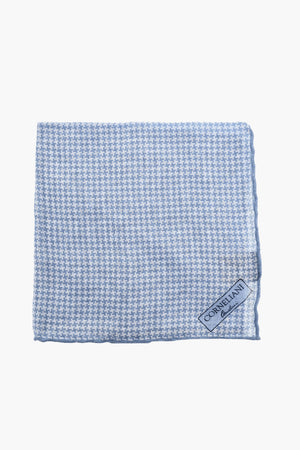 Linen Pocket Square with Pied-de-Poule Pattern