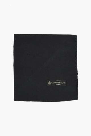 Einfarbiges Seiden-Einstecktuch mit kontrastierendem Logo