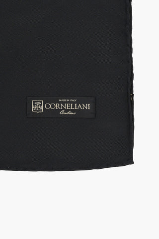 Einfarbiges Seiden-Einstecktuch mit kontrastierendem Logo