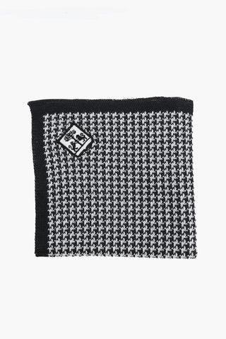Two-Tone Pocket Square with Pied-de-Poule Motif