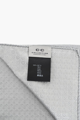 CC COLLECTION Silk Pocket Square with Geometric Pattern