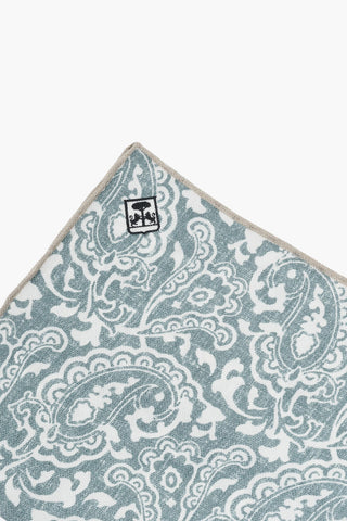 Linen and Silk Pocket Square with Paisley Pattern