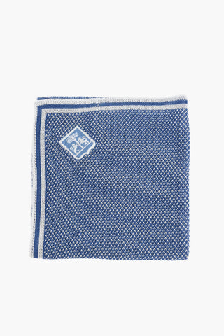 Two-Tone Pocket Square with Embroidered Logo