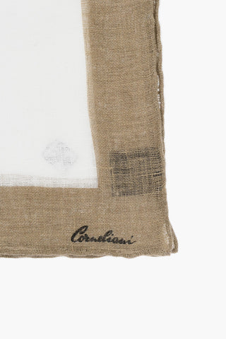 Linen Pocket Square With Contrast Border