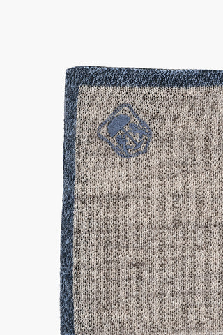 Fazzoletto da Taschino in Cotone e Seta con Bordo a Contrasto
