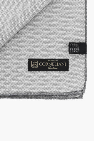 CC COLLECTION Silk Pocket Square with Basketweave Motif