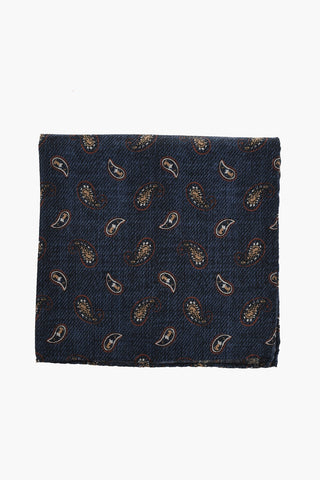Wool Pocket Square with Paisley Motif