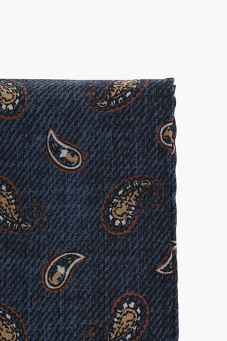 Wool Pocket Square with Paisley Motif