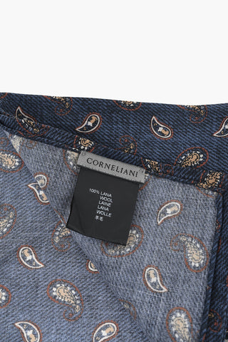 Wool Pocket Square with Paisley Motif
