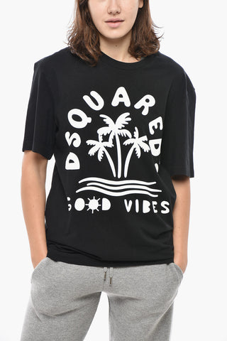 T-Shirt Girocollo in Cotone con Stampa Logo