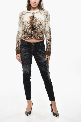 Skinny-Fit-Jeans JENNIFER mit Allover-Flockdruck 14cm