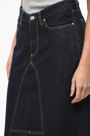 Langer Denim-Rock mit Sichtbaren Nähten