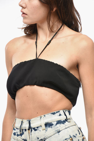 ICON Uni Cropped-Top mit Lederdetails und Lettering-Logo