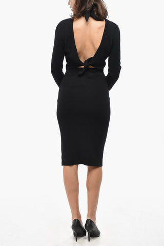 백리스 니트 드레스 매듭 디테일