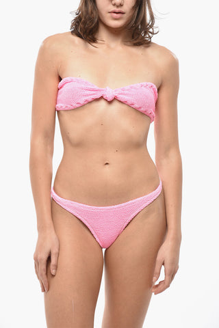 Bandeau-Bikini mit Wave-Muster und hohem Bund