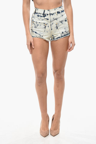 Denim REVERSED BLEACHED Shorts with Belt Loops