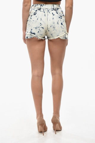 Denim REVERSED BLEACHED Shorts with Belt Loops