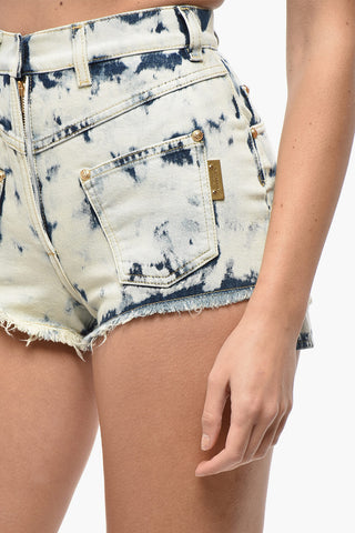 Denim REVERSED BLEACHED Shorts with Belt Loops