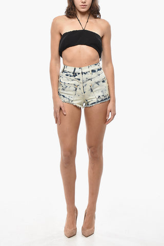 Denim REVERSED BLEACHED Shorts with Belt Loops
