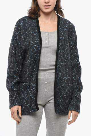 Open-Front Wool Blend Mélange Cardigan