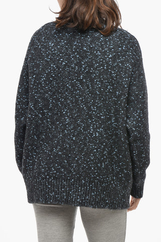 Open-Front Wool Blend Mélange Cardigan