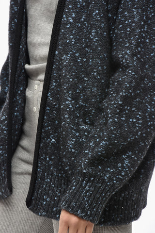 Open-Front Wool Blend Mélange Cardigan