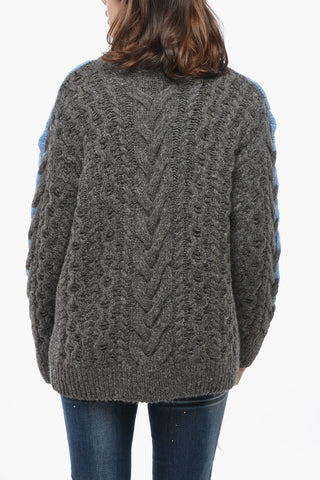 Two-Tone Cable-Knit Oversized Sweater