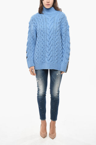 Two-Tone Cable-Knit Oversized Sweater