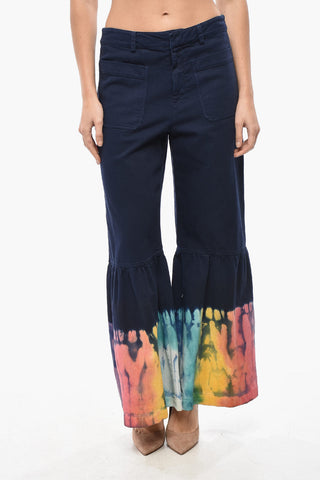 Pantaloni a Gamba Ampia con Fantasia Tie Dye