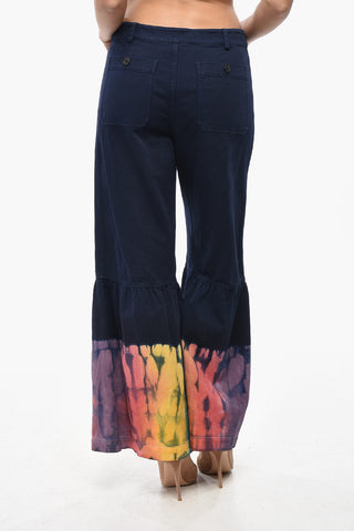 Pantaloni a Gamba Ampia con Fantasia Tie Dye