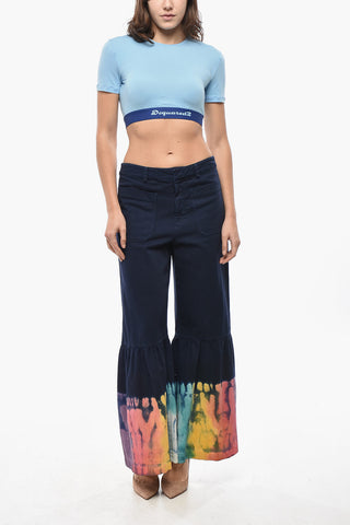 Pantaloni a Gamba Ampia con Fantasia Tie Dye
