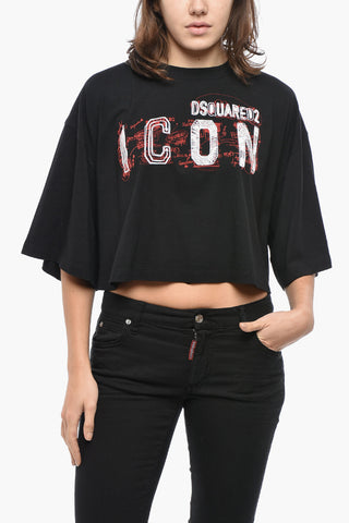 Cropped Fit T-Shirt ICON with Print