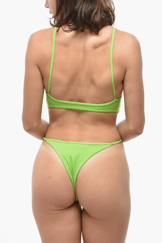 ICON Solid-Color One-Piece Swimsuit with Printed Logo