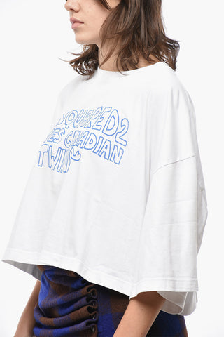 T-Shirt mit Rundhalsausschnitt Cropped Fit mit Kontrastdruck