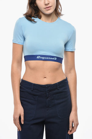 UNDERWEAR Crop-Top mit kurzen Ärmeln und elastischem Logobund