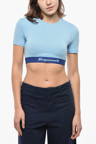 UNDERWEAR Crop-Top mit kurzen Ärmeln und elastischem Logobund