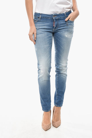 Jeans JENNIFER aus Stretch-Denim mit silbernem Monogramm 14cm