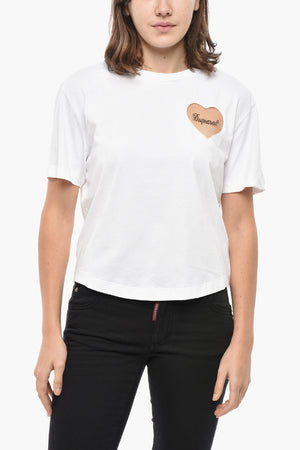 Rundhals-T-Shirt aus Baumwolle mit Mesh-Detail