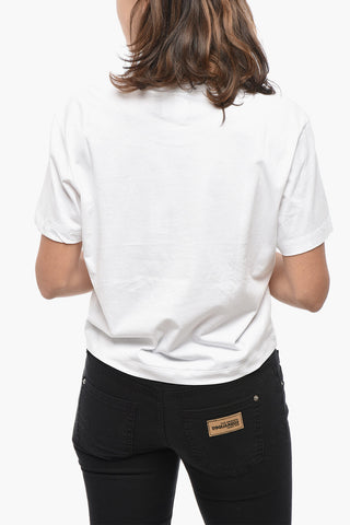Cotton Crewneck T-Shirt With Mesh Detail