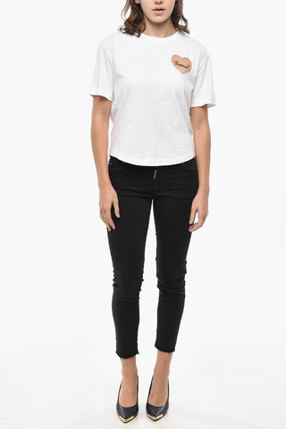 Cotton Crewneck T-Shirt With Mesh Detail