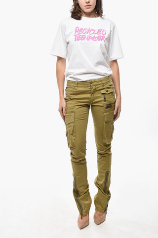 Stretch-Cotton Flared Cargo Trousers with Ankle Zip