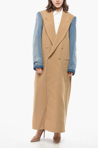 Double-Breasted RINKO Coat with Denim Sleeves