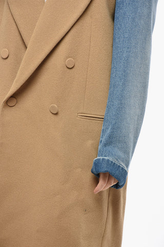 Double-Breasted RINKO Coat with Denim Sleeves