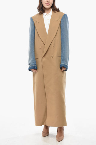 Double-Breasted RINKO Coat with Denim Sleeves