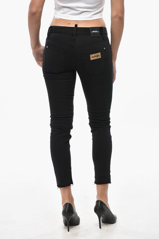 Pantaloni 5 Tasche in Denim con Fondo a Taglio Vivo
