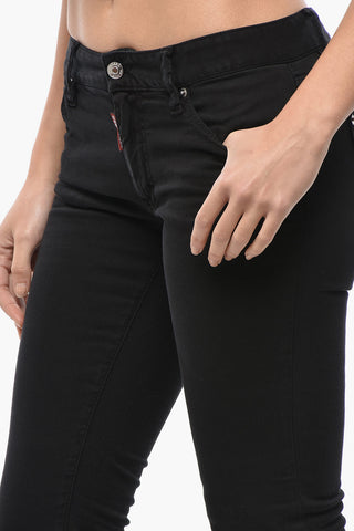 Pantaloni 5 Tasche in Denim con Fondo a Taglio Vivo
