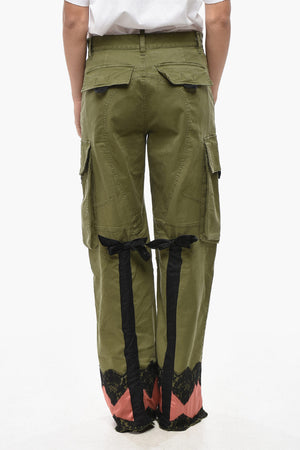 Cargo Baggy-Fit Trousers with Satin and Lace Insets