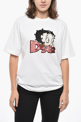 Rundhals-T-Shirt BETTY BOOP mit Stickerei und Pailletten