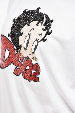 Rundhals-T-Shirt BETTY BOOP mit Stickerei und Pailletten