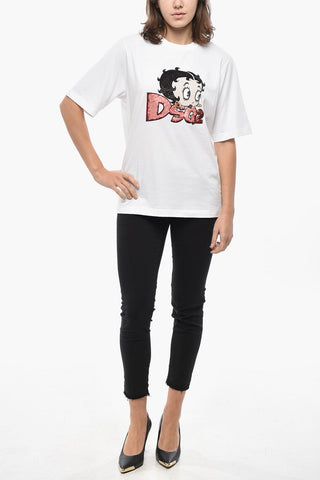 Rundhals-T-Shirt BETTY BOOP mit Stickerei und Pailletten